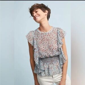 Anthropologie Feather & Bone Allegra Ruffle Blouse